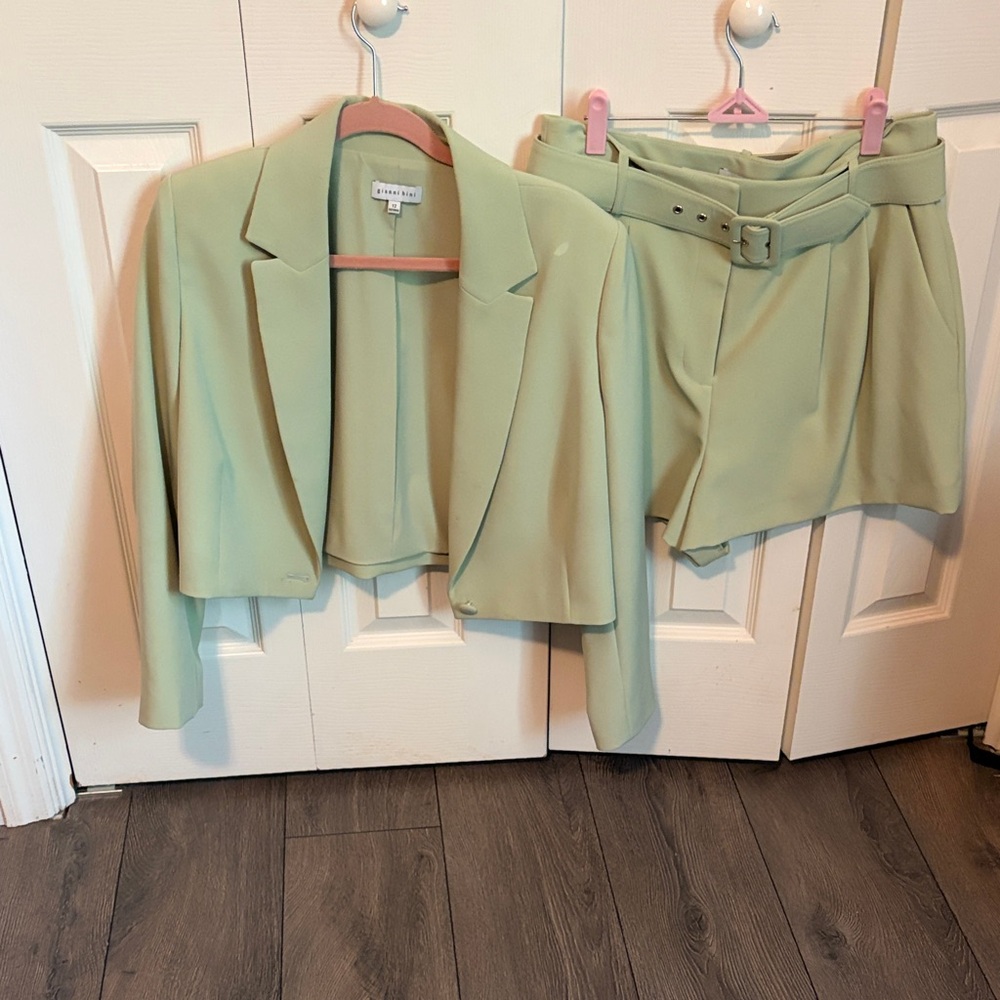 Gianni Bini Light Green Blazer and Shorts Set